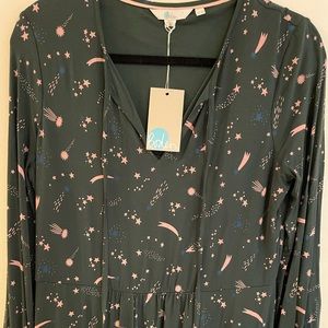 Boden green and pink midi dress size 8